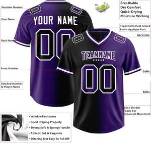 Camiseta de fútbol americano personalizada directa de fábrica con material de secado rápido, ideal para uniformes de club, equipos deportivos y prácticas - Product Image 3