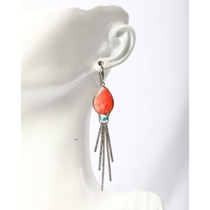 Pendientes de Gancho con Concha de Ostra Espinosa Natural y Baño de Rodio - Regalo de Boda Vintage con Acentos de Perlas y Diamantes - Product Image 3