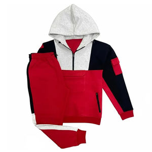 Survêtement de sport pour homme sur mesure, léger, imprimé, uni, à capuche, sweat-shirts et pantalons de survêtement en molleton de coton - Product Image 1