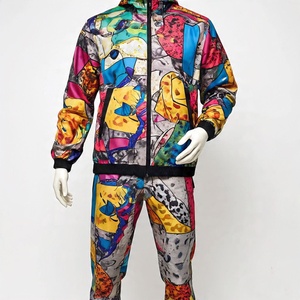 Conjunto de dos piezas de ropa deportiva para entrenamiento de primavera con logotipo personalizado, chaquetas transpirables para gimnasio, chándal cortavientos, conjunto de chándal para hombre - Product Image 6