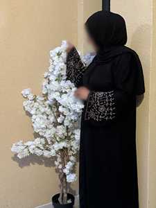 Abaya de Dubaï luxueuse, faite à la main, en soie noire et cristal, longue, anti-rides, élégante, sur mesure, modeste, traditionnelle, musulmane - Product Image 2