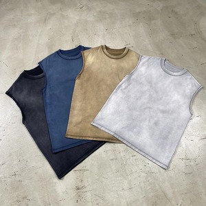 2024 Baggy Y2k <b>Vest</b> Distressed Washed Tank <b>Top</b> Men's American <b>Oversized</b> Streetwear Trendy Retro Sleeves T Shirts - Product Image 3
