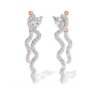 Venta al por mayor de aretes geométricos con forma de onda curva de laboratorio fino cultivado diamante 14K oro Hip Hop IGI certificado para las mujeres - Product Image 5