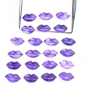 Belles perles naturelles en forme de lèvres Multi Fluorite-breloques en pierres précieuses sculptées à la main 14x8mm - Product Image 4