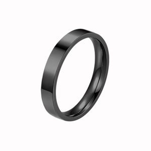 Bagues de mariage classiques en acier inoxydable avec serti clos en forme de cœur, plaquées or 18 carats, or rose, argent, noir, unisexes - Product Image 3