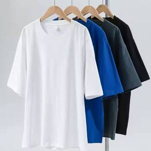 T-shirts simples pour hommes toutes les couleurs qualité supérieure DTF personnalisé imprimé pur coton peigné Vintage coupe ample chemises unies - Product Image 5