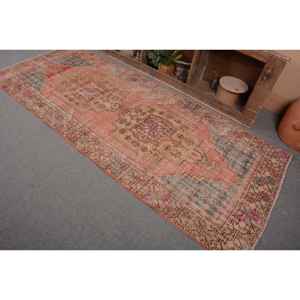 พรมขนสัตว์สีเบจสีส้มสไตล์วินเทจขนาด3.6X8.5ฟุตพรมปูพื้นขนาดใหญ่สไตล์ตุรกีผ้ายางด้านหลังสี่เหลี่ยมผืนผ้าลายทางเดินในห้อง - Product Image 3