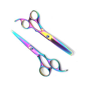 Ciseaux à cheveux en titane arc-en-ciel, ciseaux de salon de coiffure, ciseaux à cheveux en titane arc-en-ciel, outils professionnels de barbier - Product Image 1