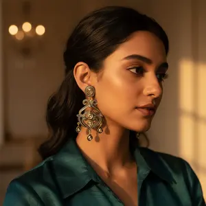 Boucles d'oreilles en diamant pour femmes avec plaqué or Bijoux en diamant noir - Product Image 2