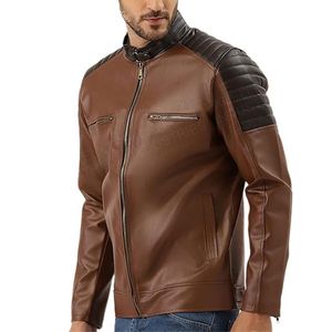 Vestes d'hiver pour hommes en cuir véritable noir de qualité supérieure, col montant, toile, respirantes, doublure en coton à séchage rapide, vente en gros - Product Image 1