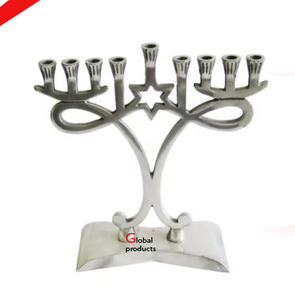 2025 Jewish 9 Branch Silver Finished Menorah <b>Candle</b> <b>Stand</b> Metal Casted For Home Temple - Product Image 3