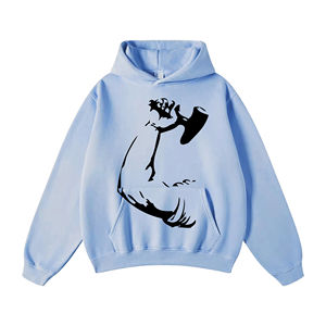 Hoodie Comfortable Polyester/Cotton Blend Breathable Stylish Winter Basic ODM Digital Printed Men's Loose Fit - Product Image 4