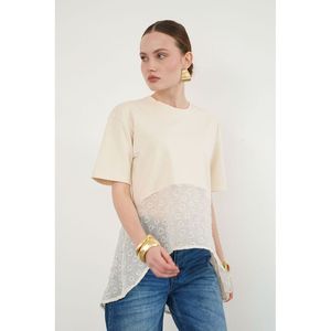 T-shirt à col rond avec détails brodés - Vente en gros - Product Image 1