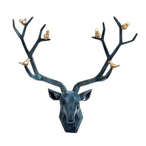 Figura de decoración de pared azul vaquero cabeza de ciervo niquelado de larga duración cantidad a granel precio polvo capa acabado - Product Image 1