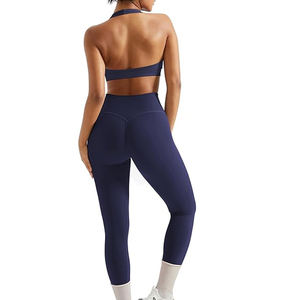 Nouveauté été, ensemble de shorts de yoga pour femmes, sans couture, sexy, col bas, séchage rapide, vêtements de sport - Product Image 6