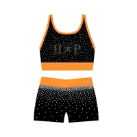 Tenue d'entraînement de cheerleading pour adolescentes avec strass, ensemble uniforme avec technique d'impression OEM, service OEM