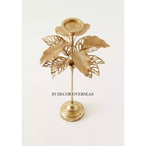 Bougeoir décoratif de table de mariage de forme irrégulière plaqué or de haute qualité en aluminium coulé de qualité supérieure - Product Image 3