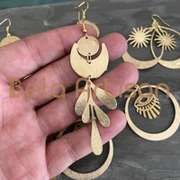 Boucles d'oreilles pendantes bohèmes vintage en laiton brut, lot en gros pour détaillants de bijoux et acheteurs en gros