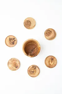 Haute qualité fabriqués à la main en bois naturel rustique thé bière caboteur ensemble sous-verres en bois massif pour la maison cuisine décor tapis tampons - Product Image 6