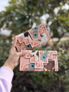 Portefeuille en cuir véritable sculpté à la main, pochette en cuir de vachette, couleur turquoise vintage, porte-cartes de crédit, porte-monnaie, cadeaux - Product Image 4