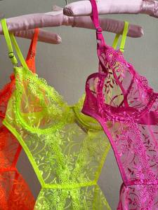 Conjunto de Body de Encaje Rojo para Mujer, Lencería Sexy Transparente con Bordado, Ropa Interior de Dos Piezas, Hecho en Turquía, Personalización al por Mayor - Product Image 4
