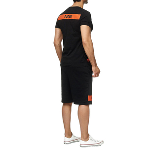 2022 Camiseta informal de cuello redondo para hombre, conjunto corto con logotipo personalizado, 100% algodón, patrón sólido, pantalones cortos de verano ecológicos, atuendo de dos piezas - Product Image 5