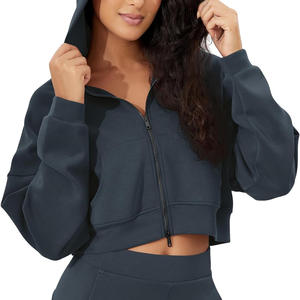 Sweat à capuche zippé pour femmes OEM personnalisé impression de logo en tissu mélangé de coton respirant et marque de distributeur pour la saison hivernale - Product Image 1