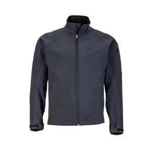 Nouveau design de veste softshell pour hommes de couleur gris foncé OEM Vestes d'extérieur à col montant doublées en polaire avec fermeture éclair logo personnalisé pour hommes - Product Image 1