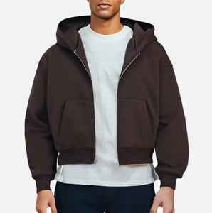 Logo personnalisé brodé, streetwear d'automne, tissu polaire 360 g/m², 100 % coton, coupe ample, effet délavé à l'acide, coupe courte - Product Image 1