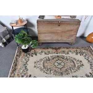 พรมปูพื้นผืนใหญ่สไตล์คลาสสิกสไตล์ตุรกีโบราณ3.8 x 6.6ft ผ้าขนหญ้าทะเลสีน้ำตาลเบจพรมรองในห้อง - Product Image 2