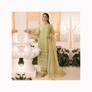 Señoras étnicas Salwar Kameez pakistaní indio Punjabi algodón césped gasa vestido señoras Suites desgaste - Product Image 5