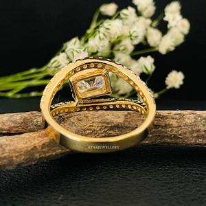 14K oro sólido 1,50 Ct CVD diamante radiante solitario anillo de compromiso, 1,50 Ct corte radiante laboratorio cultivado diamante solitario anillo - Product Image 5