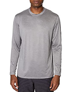 เสื้อยืดแขนยาวคอกลมสีแดงเบอร์กันดีเรียบง่ายสไตล์ลำลองสำหรับผู้ชาย - Product Image 5