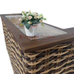 Wholesale Polished Brown Rattan Wood <b>Bar</b> Counter for Dining and <b>Kitchen</b> Natural Furniture for Hotel Restaurant Home - Product Image 5