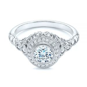 Bague de fiançailles en or Rose 14K, anneau de fiançailles en diamant, Art déco, coupe ronde, bague en Moissanite incolore, dernière conception Unique - Product Image 5