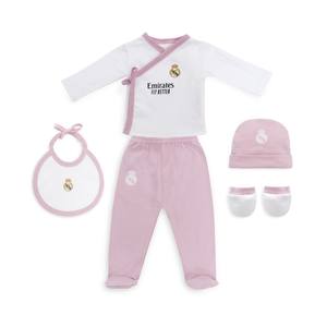 Conjunto de Ropa de Algodón 100% para Bebés Niñas Recién Nacidas (0-6 Meses) Color Rosa Sólido Incluye Camisa, Pantalones, Guantes, Babero y Calcetines - 5 Piezas - Product Image 1