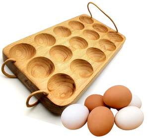 Porte-œufs pour réfrigérateur de comptoir de cuisine, support à œufs, rangement et présentation d'œufs de poule, en métal et bois, passe au lave-vaisselle - Product Image 3