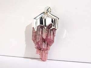 Grand collier en cristal de tourmaline de rubellite pendentif en argent cadeau d'anniversaire de mariage personne spéciale style LOTR bijoux anciens - Product Image 2