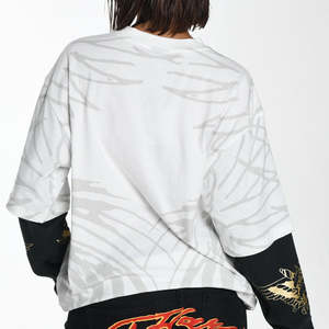 Camiseta de Manga Larga de Doble Capa de Algodón 100% Personalizada para Hombre, Camiseta Holgada Estampada en Venta - Product Image 3