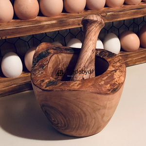 เครื่องบดเครื่องเทศธรรมชาติสำหรับห้องครัวทำจากไม้ okhli ครกและสาก - Product Image 1