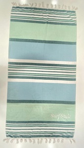 Reversible Cotton Woven <b>Beach</b> <b>Towel</b> with Checkered Pattern Dual Side Design Woven Stripes on One Side Cotton Terry on Other Side - Product Image 2