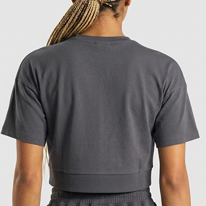 OEM/ODM Custom Made 100% Cotton Jersey Summer Crop <b>Top</b> Crew Neck T-Shirt Lightweight Gym Wear Breathable Quick Dry Eco-Friendly - Product Image 6