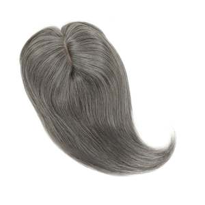 ท็อปเปอร์ผมแท้ Remy พร้อมหน้าม้า ฐานไหมโมโนฟิลาเมนต์ สี 1B เกลือพริกไทย - Product Image 2