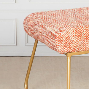 เก้าอี้นั่งแบบออตโตมันทำจากโลหะสี่เหลี่ยมม้านั่งมีที่วางเท้าทำจากผ้ากำมะหยี่ใช้ตกแต่งบ้าน - Product Image 2