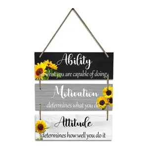 European office wall decoration inspirational wooden sign hanging home decoration wooden sign hanging