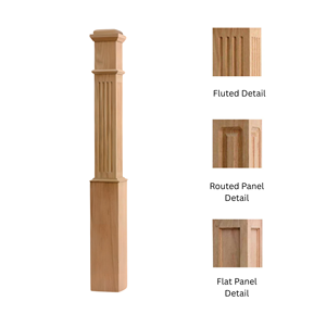 Pièces d'escalier personnalisables 4091F Boîte en peuplier massif Newel avec détail cannelé OEM ODM disponible Style accessoire de meuble d'EFS - Product Image 5