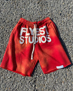 Ropa deportiva de algodón para correr, pantalones cortos de verano para hombre, pantalones cortos de lavado ácido de calle con diamantes de imitación, pantalones cortos de sudor con bordado con cordón - Product Image 3