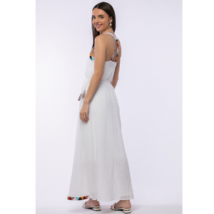 Fabrication de gros en Inde, robe sans manches grande taille pour femmes, blanche unie avec broderie pour la fête, ODM/OEM - Product Image 3