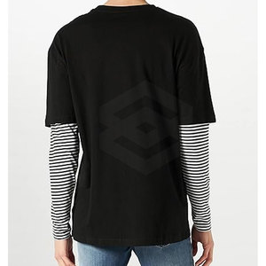 เสื้อยืดสองชั้นสำหรับผู้ชายวัสดุผ้าฝ้ายโพลีเอสเตอร์เสื้อยืดสองชั้นสำหรับผู้ชายสไตล์ที่เป็นเอกลักษณ์ - Product Image 5