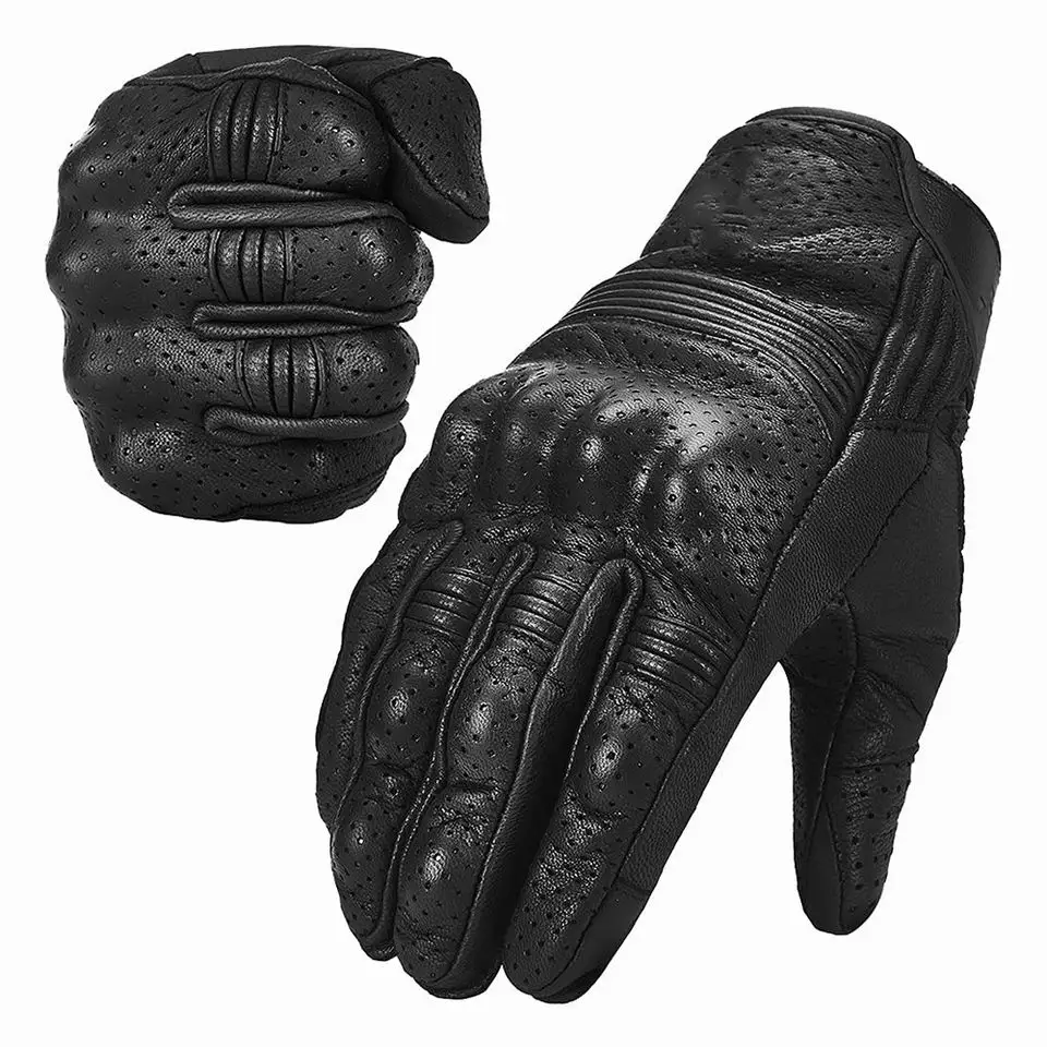 Motorrad Leder handschuhe Premium und Summer Mesh Hard Knuckle Fingers Palm Polsterung